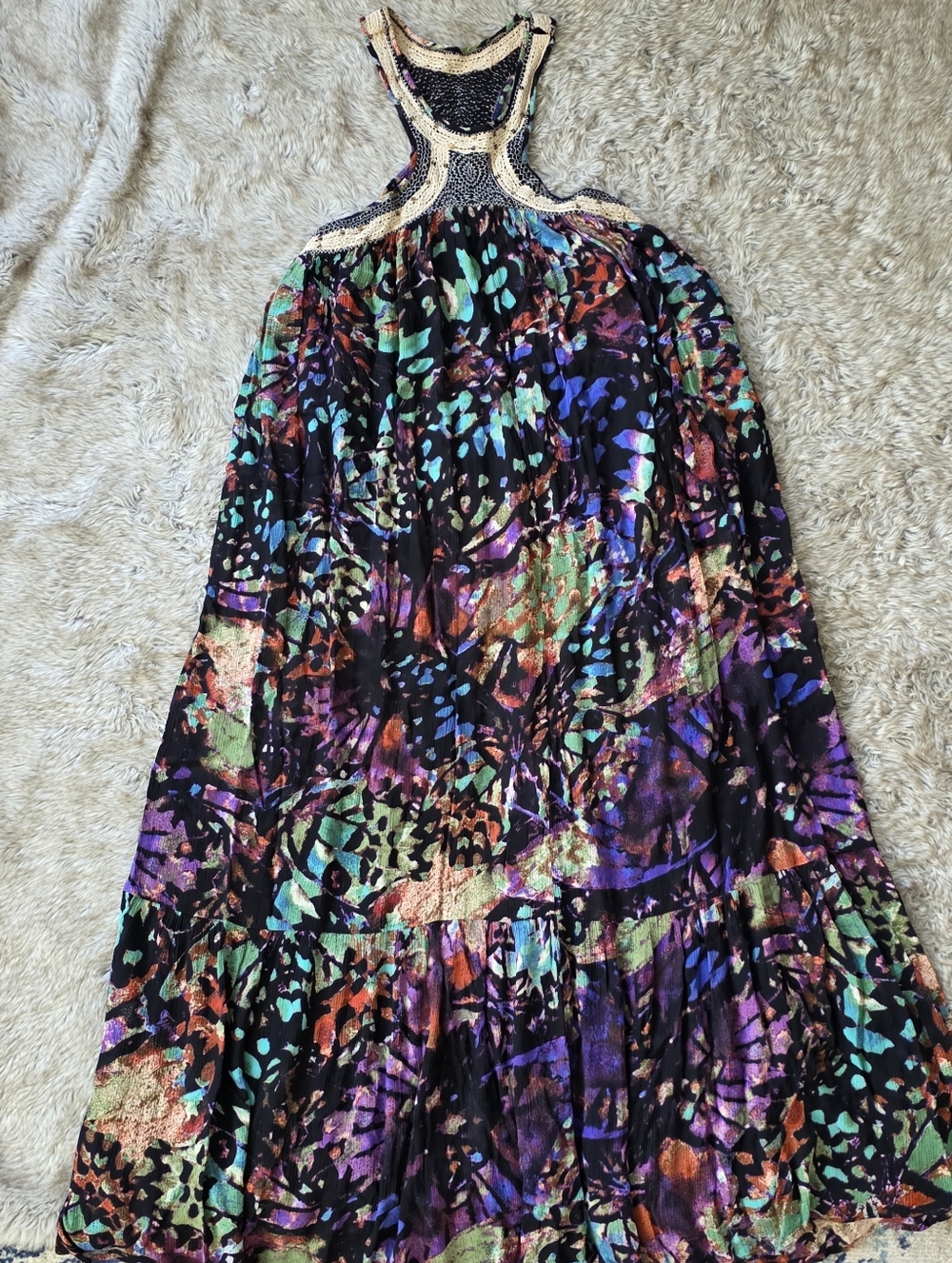 Free People Monarch Maxi Dress Racer Back Multicolored Floral Women's - Picture 3 of 16